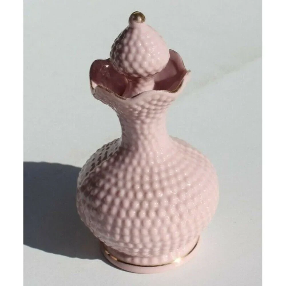VTG Purple Porcelain HB Bubbled Flower Mini Table Top Creamer / Oil W/ Stopper